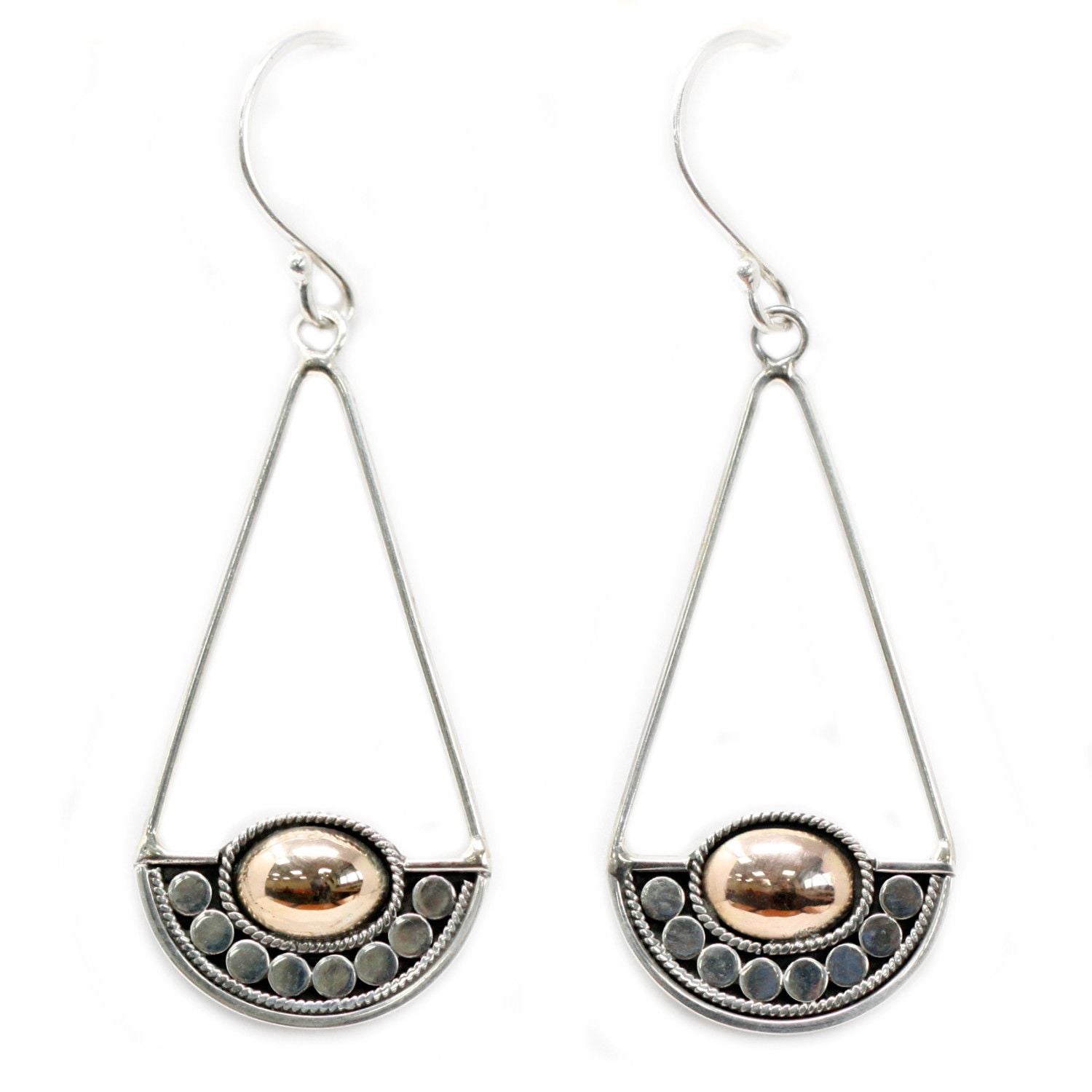 Silver 925  & 18 K Gold Earring - Luna Balance Bali Jewellery