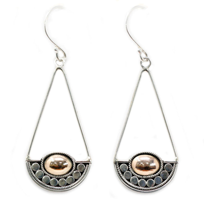 Silver 925  & 18 K Gold Earring - Luna Balance Bali Jewellery