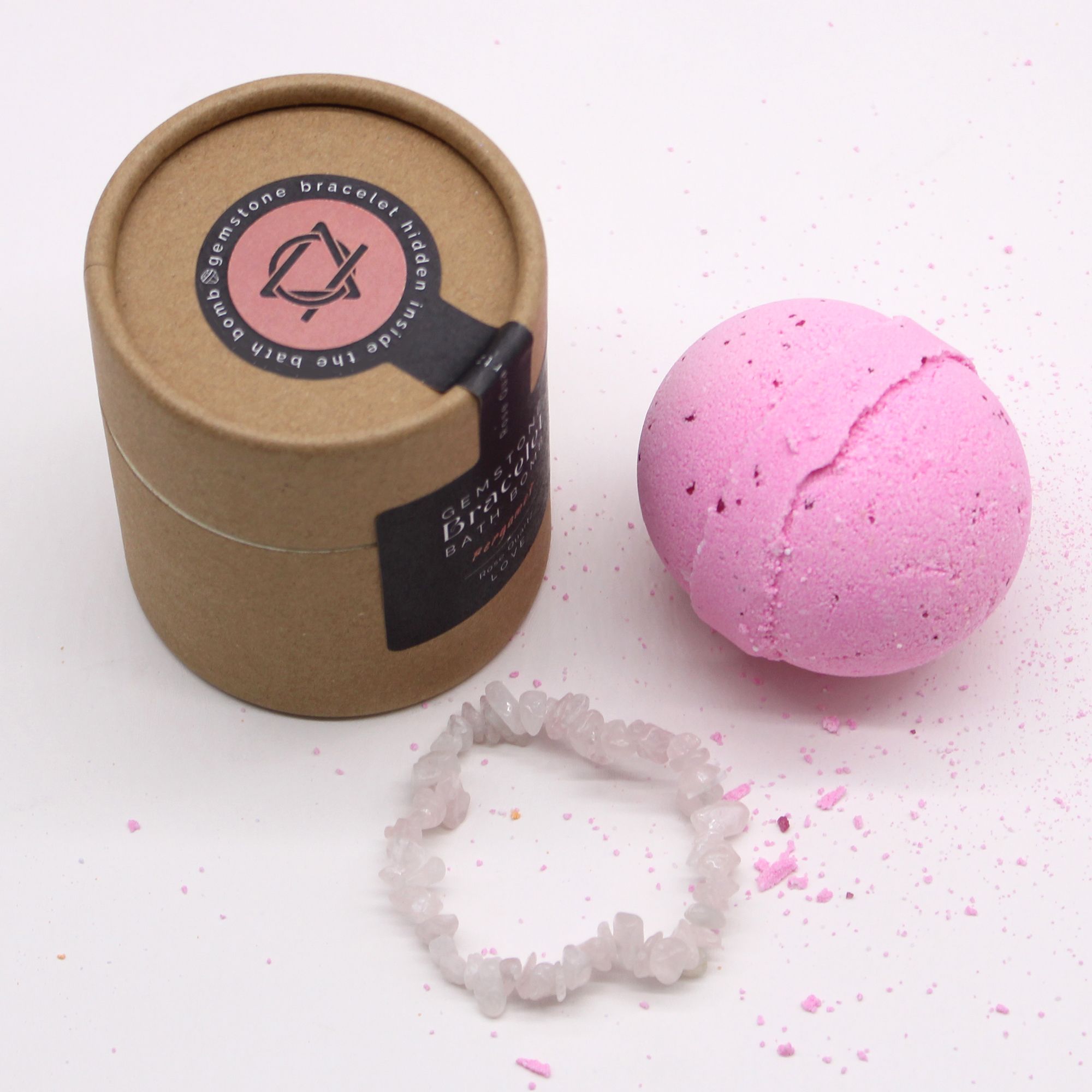 Rose Quartz Gem Bracelet Bath Bomb Relaxing Set [ Free UK Delivery]