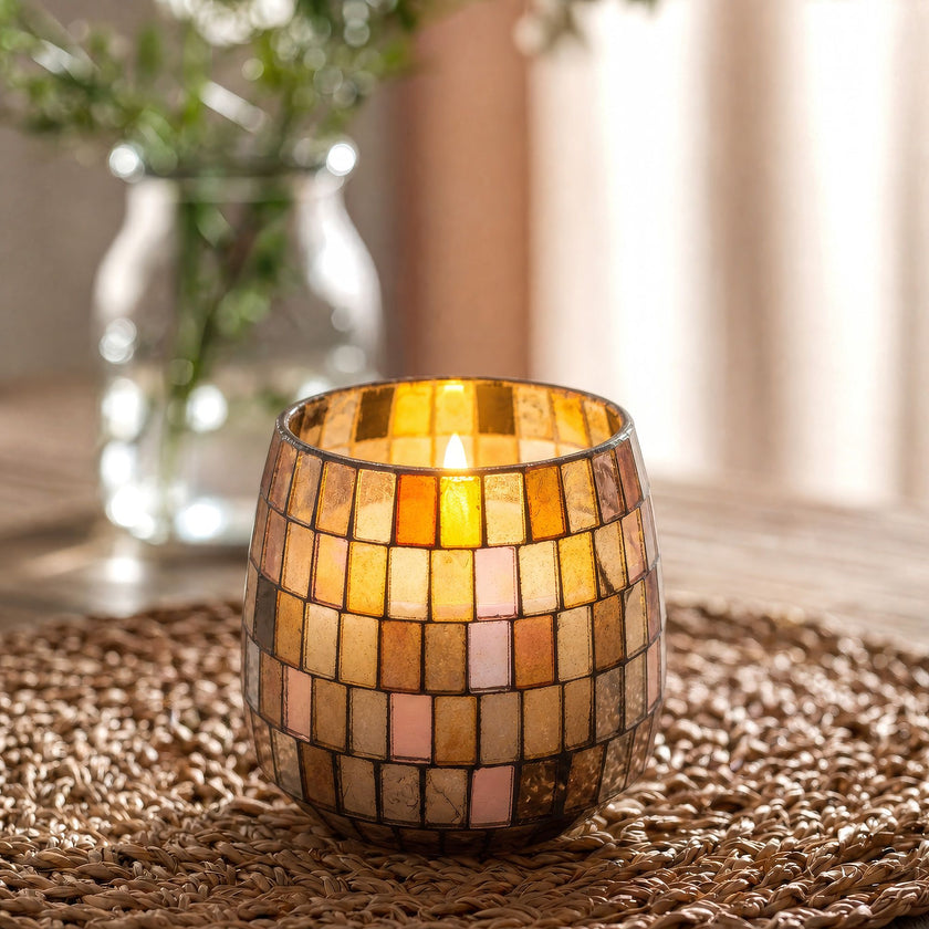 Medium Glass Jar Candles - Amber Mosaic