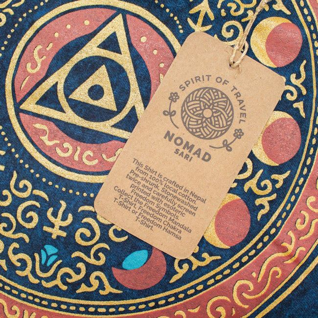 Nomad Sari Stonewashed Cotton T-Shirt - Stay Wild Moon Child - Blue - Small
