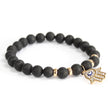 Hamsa / Black Agate - Gemstone Bracelet [Free UK Delivery]