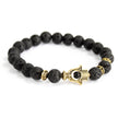Gold Hamsa / Natural Lava Stone - Gemstone Golden Bracelet
