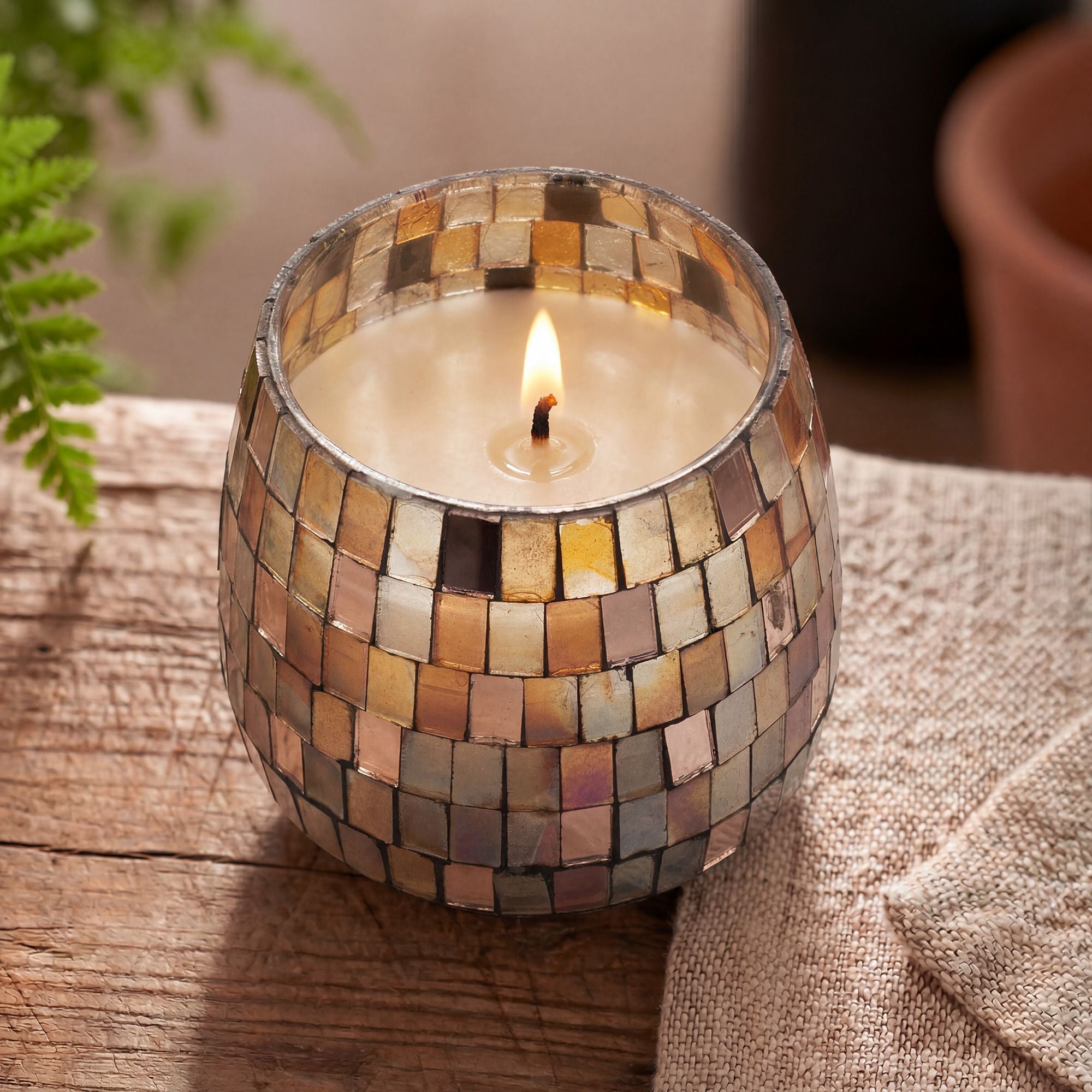 Medium Glass Jar Candles - Amber Mosaic