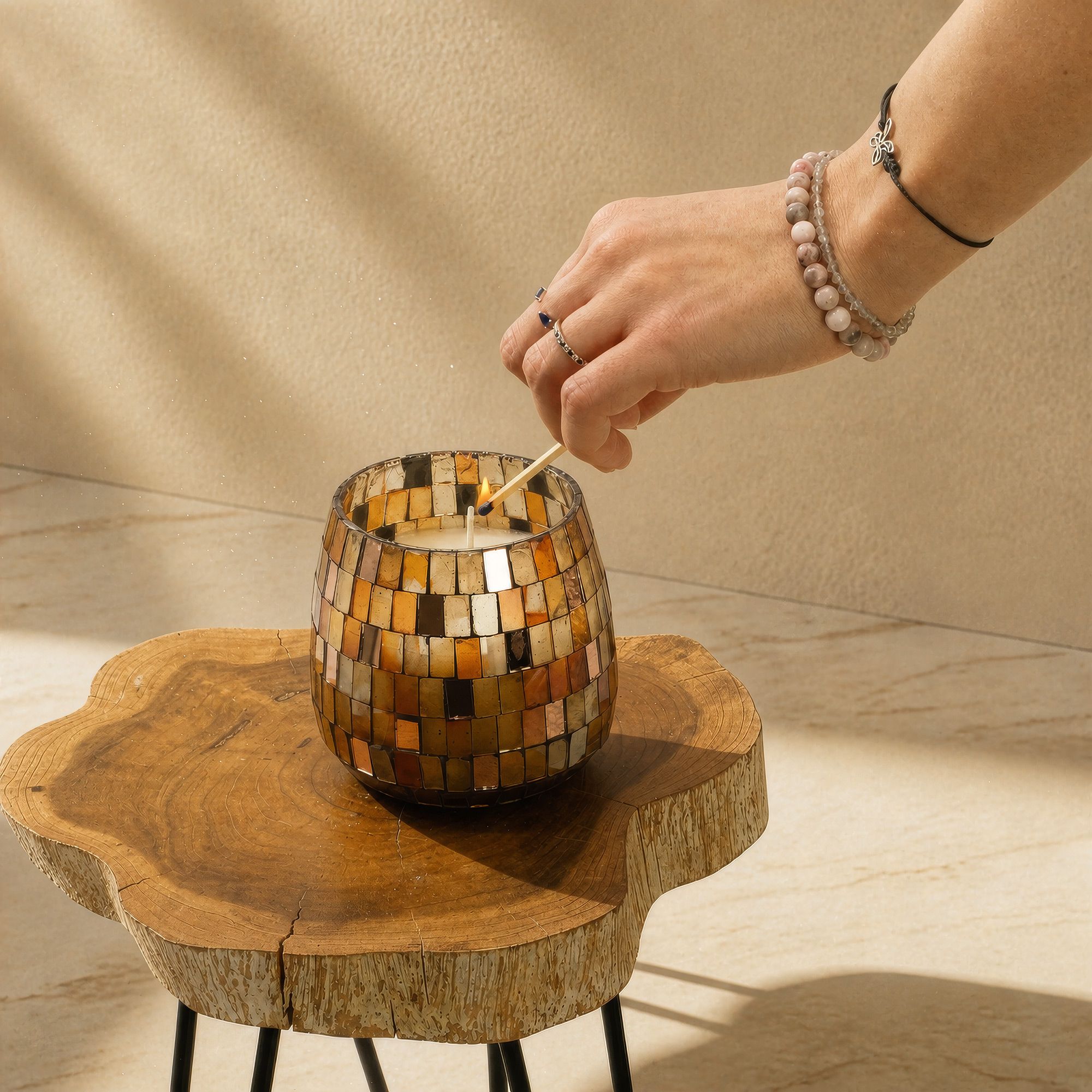 Medium Glass Jar Candles - Amber Mosaic