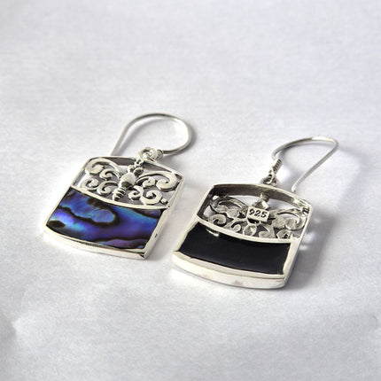 Shell & 925 Silver Earrings - Dragonfly - Abalone