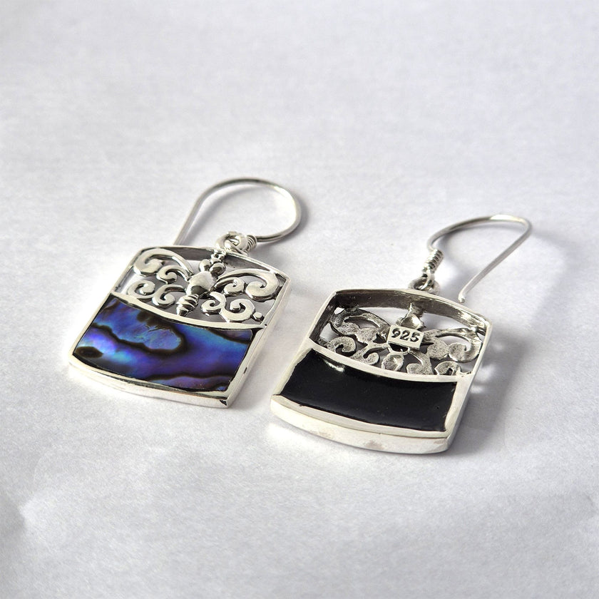 Shell & 925 Silver Earrings - Dragonfly - Abalone