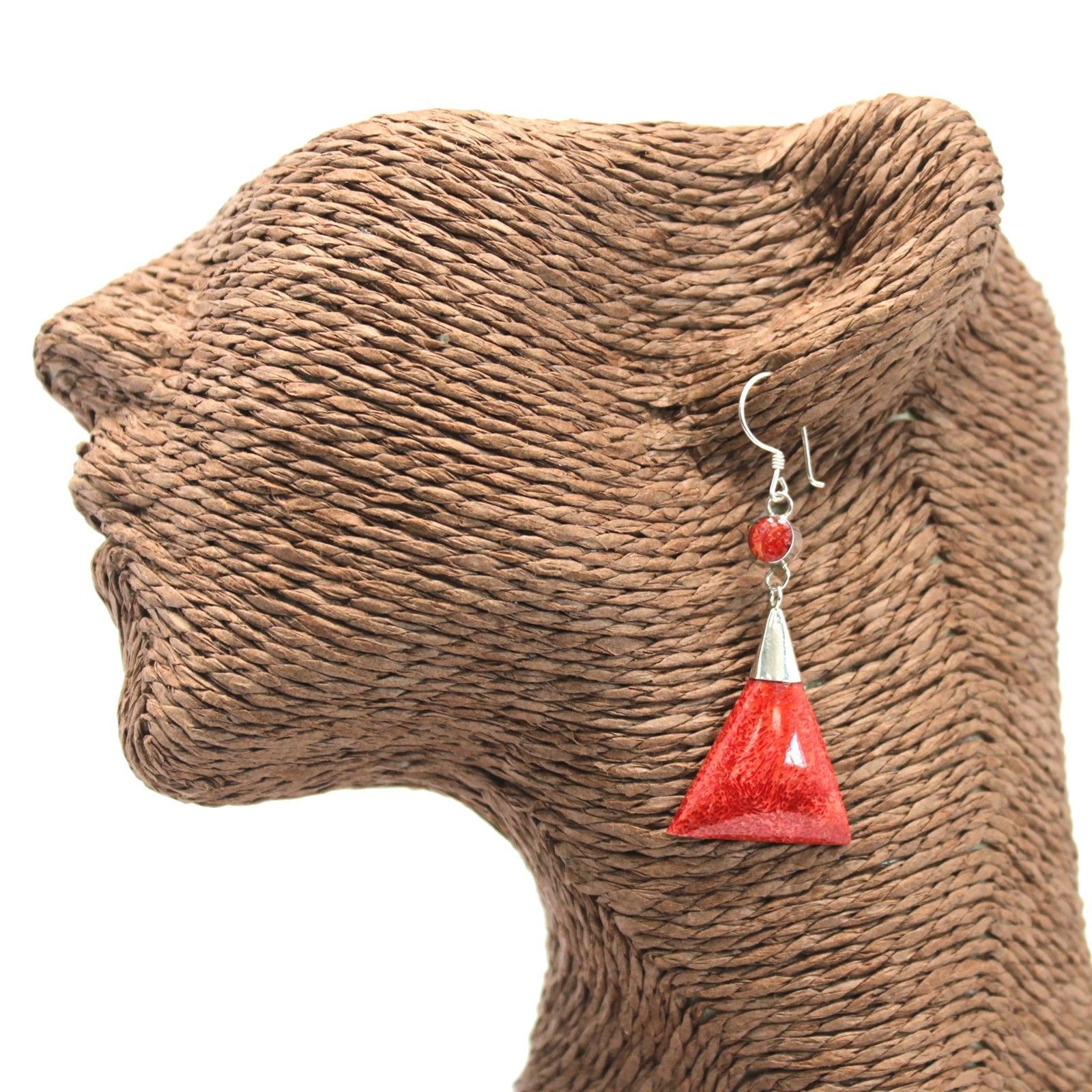 925 Silver Earrings - Triangle Double Drop [UK delivery]