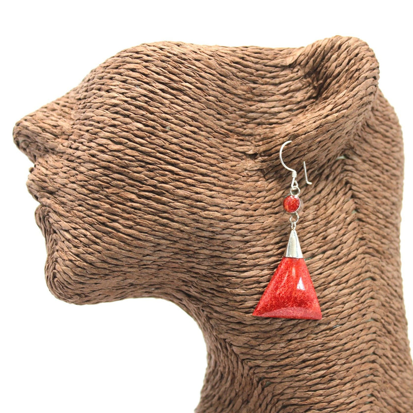 925 Silver Earrings - Triangle Double Drop [UK delivery]