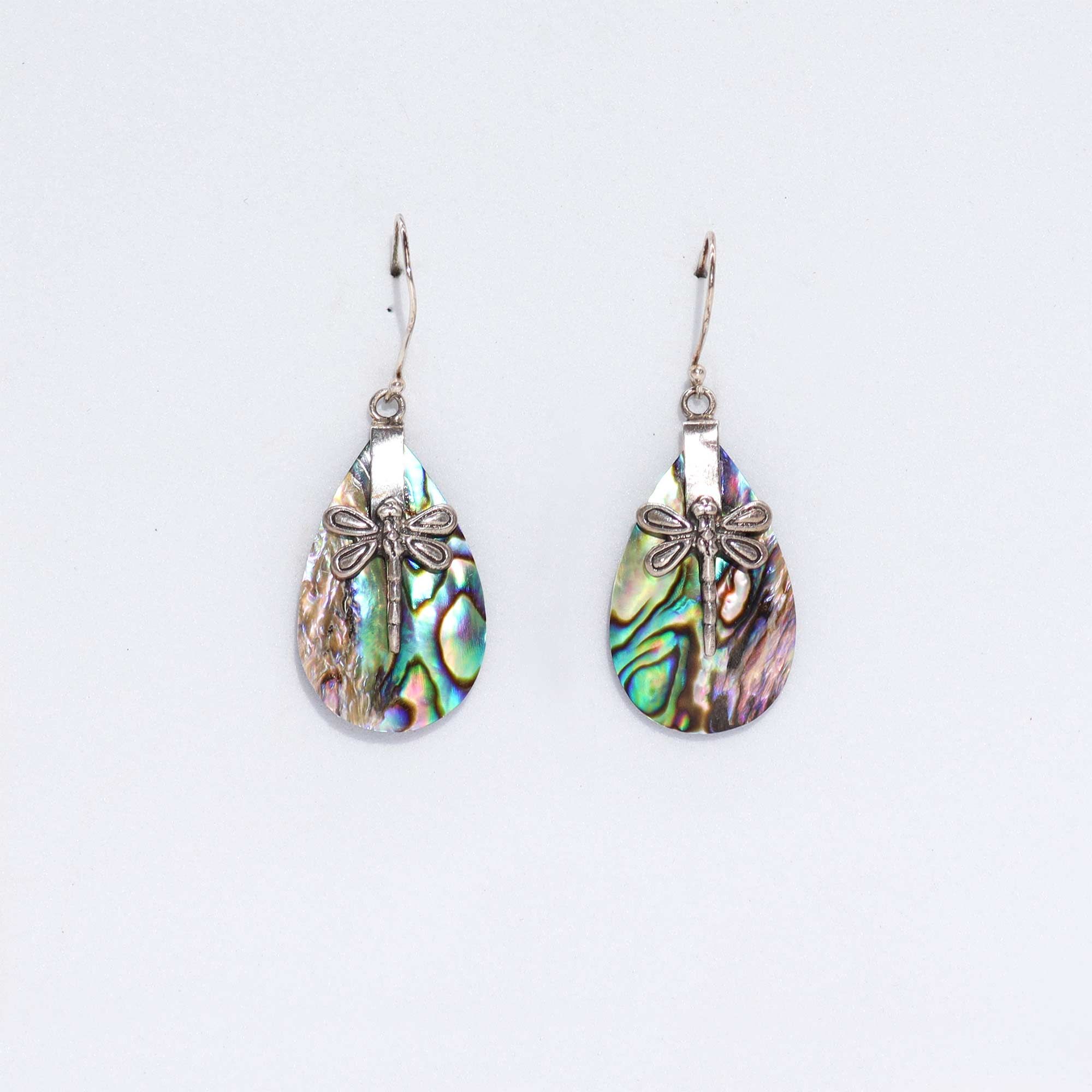 Shell & 925 Silver Earrings - Dragonflies - Abalone [ UK delivery]