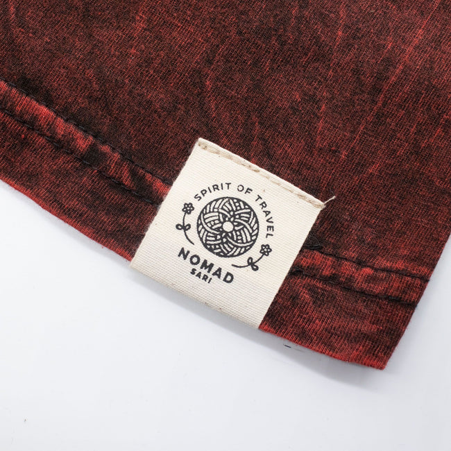 Nomad Sari Stonewashed Cotton T-Shirt - Dragon Mandala - Maroon - XL
