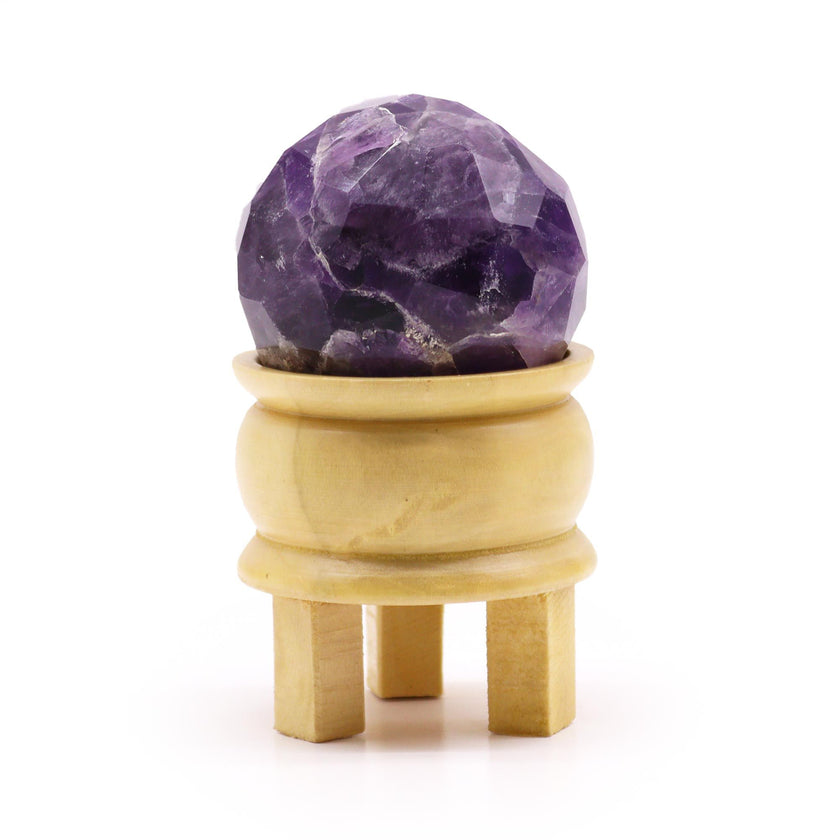 Gemstone Faceted Healing Ball & Stand - Amethyst for Gift