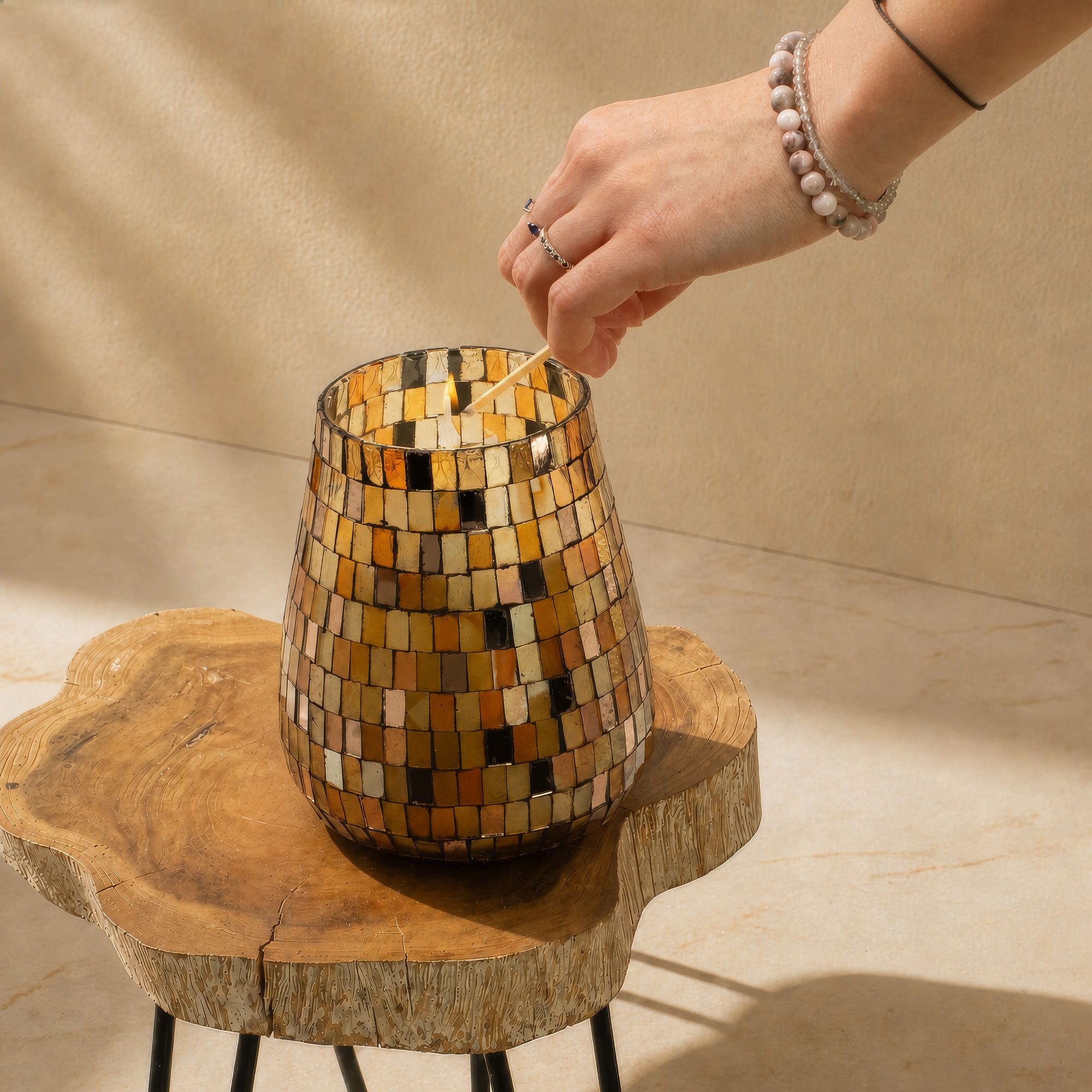 Tall Glass Jar Candles - Amber Mosaic