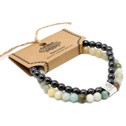 Magnetic Gemstone Double Bracelet - Amazonite [UK delivery]