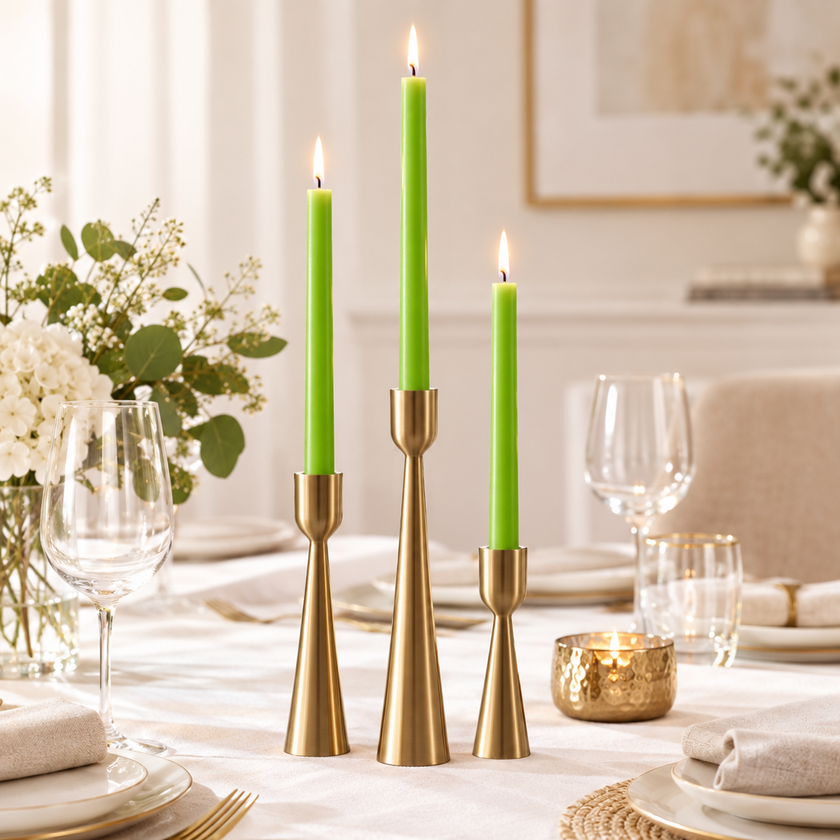 Taper Candle - Green - 10 Pcs