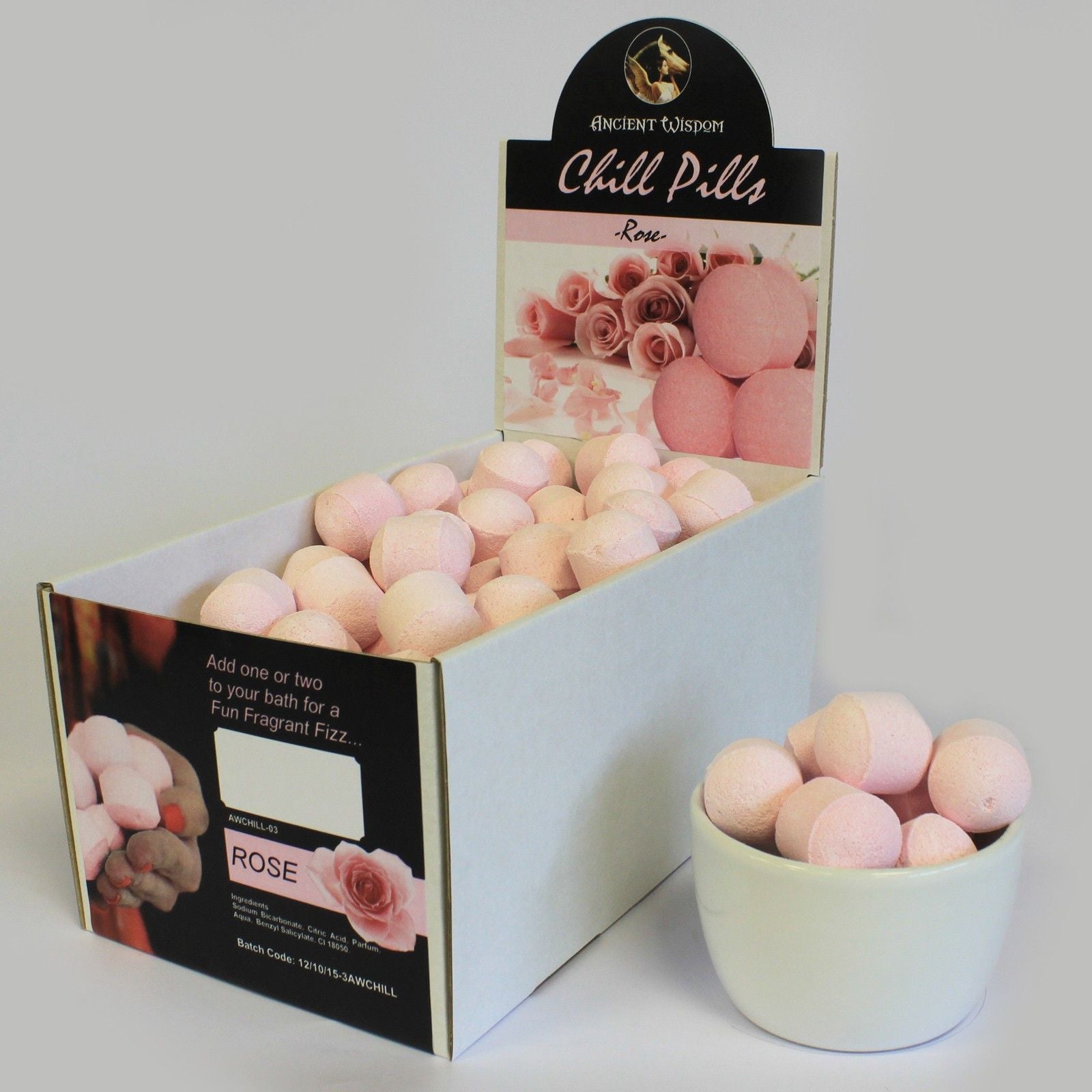 1.3Kg Box of Chill Pills (Mini Bath Bombs) - Rose [Free UK Delivery]