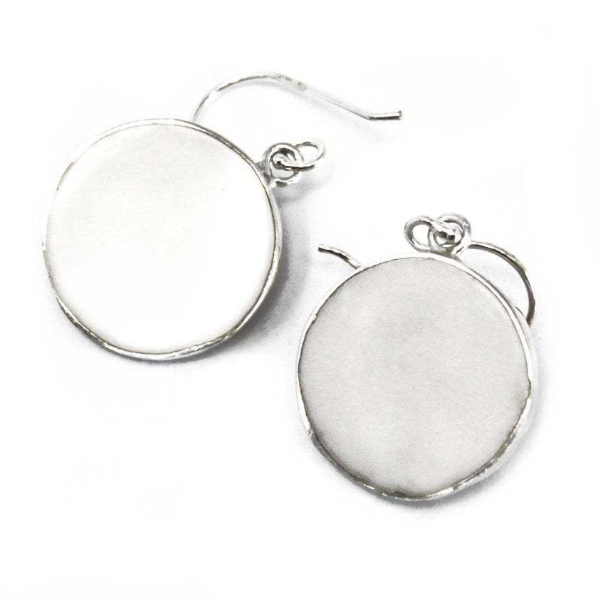 Tree of Life 925 Silver Earrings 15mm - Mother of Pearl [UK delivery only]