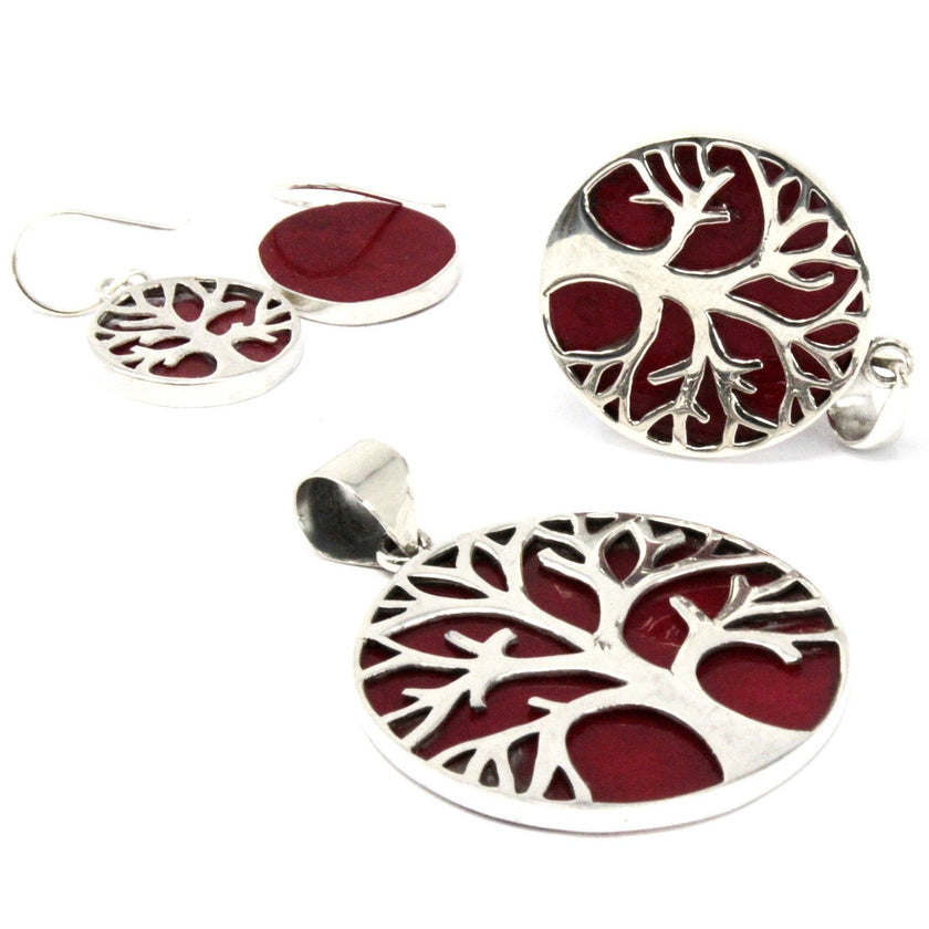 Tree of Life 925 Silver Pendant 22mm - Coral Effect [UK delivery only!]