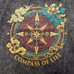 Nomad Sari Stonewashed Cotton T-Shirt - Compass of Life - Charcoal - Small
