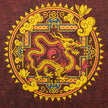 Nomad Sari Stonewashed Cotton T-Shirt - Dragon Mandala - Maroon - Medium