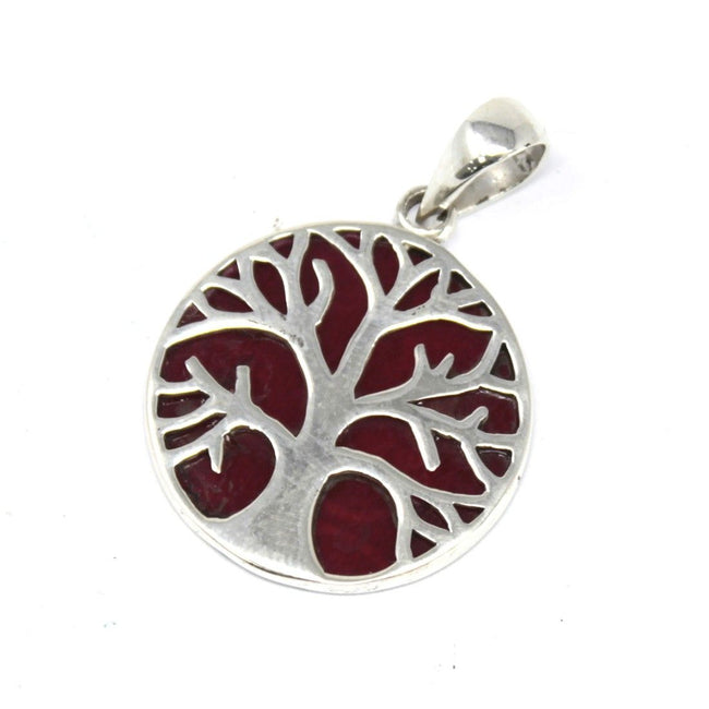 Tree of Life 925 Silver Pendant 22mm - Coral Effect [UK delivery only!]