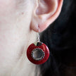 925 Silver Red Circle Dangle Earrings - Do-nuts