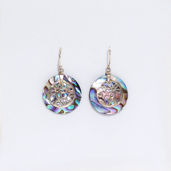 Shell & 925 Silver Earrings - Flowers - Abalone [UK delivery]