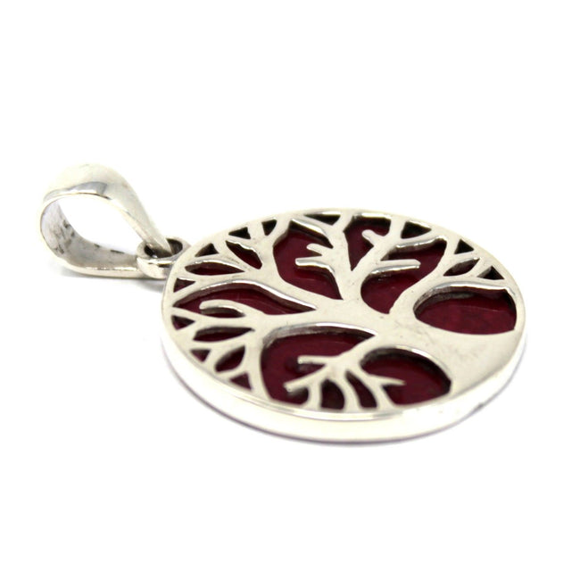 Tree of Life 925 Silver Pendant 22mm - Coral Effect [UK delivery only!]