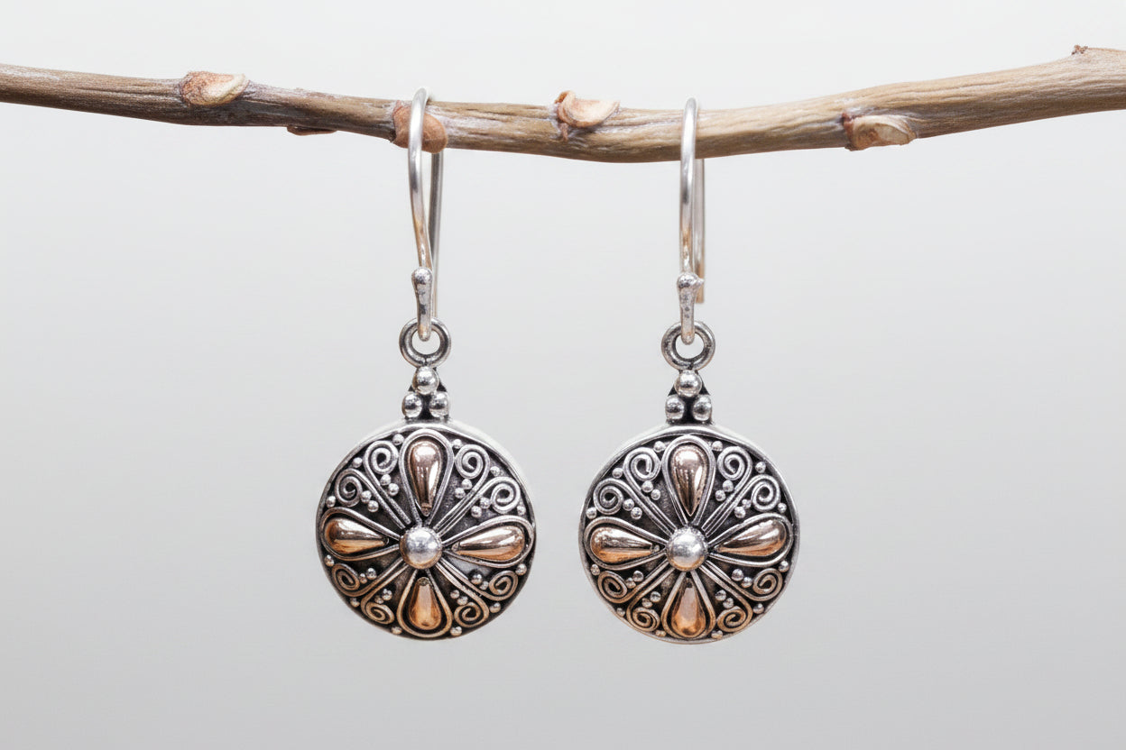 Silver & Gold Earring - Classic Round