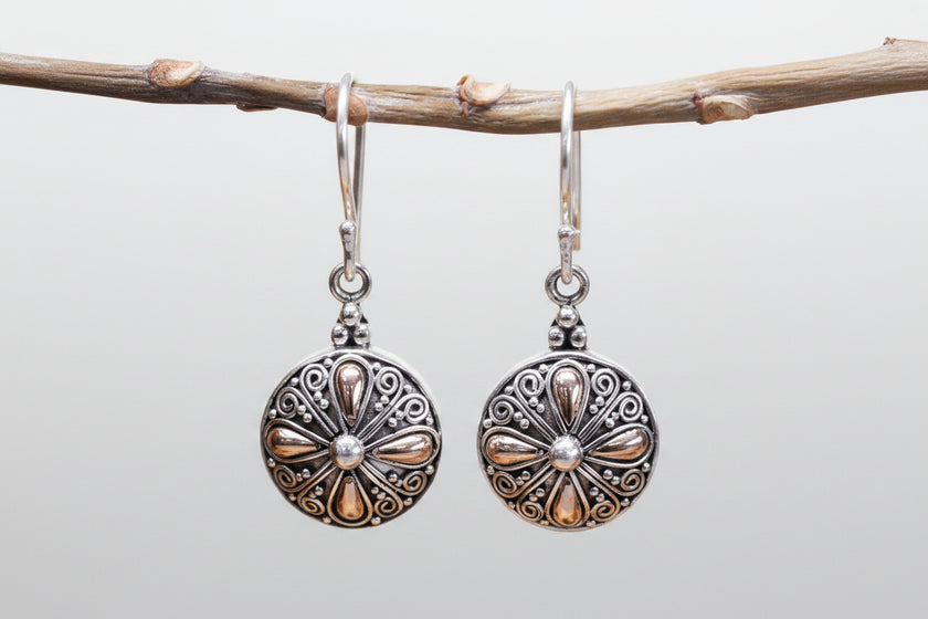 Silver & Gold Earring - Classic Round