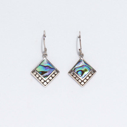 Shell & 925 Silver Earrings - Square Dots- Abalone