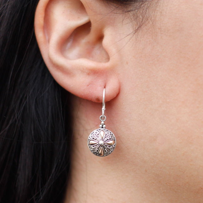 Silver 925 & 18K Gold Earring - Classic Round