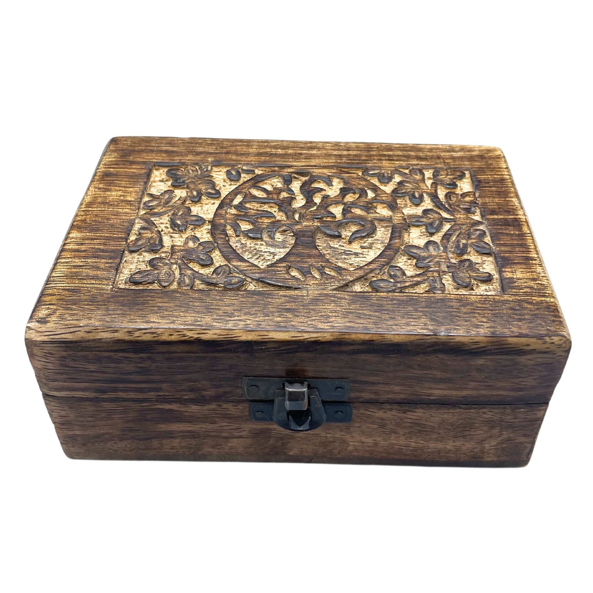 Medium Wooden Artisan Jewellery Box 15x10x6cm - Tree of Life