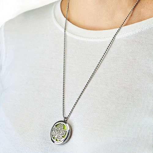 Aromatherapy Diffuser Necklace - Diamonds Heart 30mm[UK delivery]