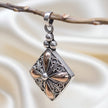 Authentic 925 Silver & Gold Square Drop  Pendant Bali Jewellery with Gift Box