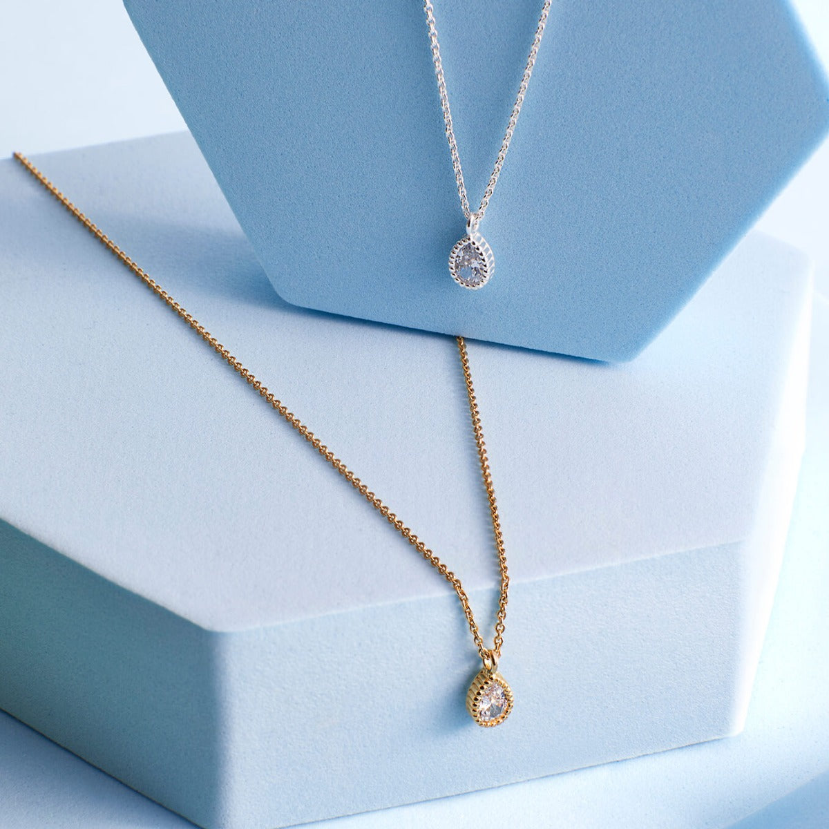 Beginnings Teardrop Necklace with Cubic Zirconia In Sterling Silver