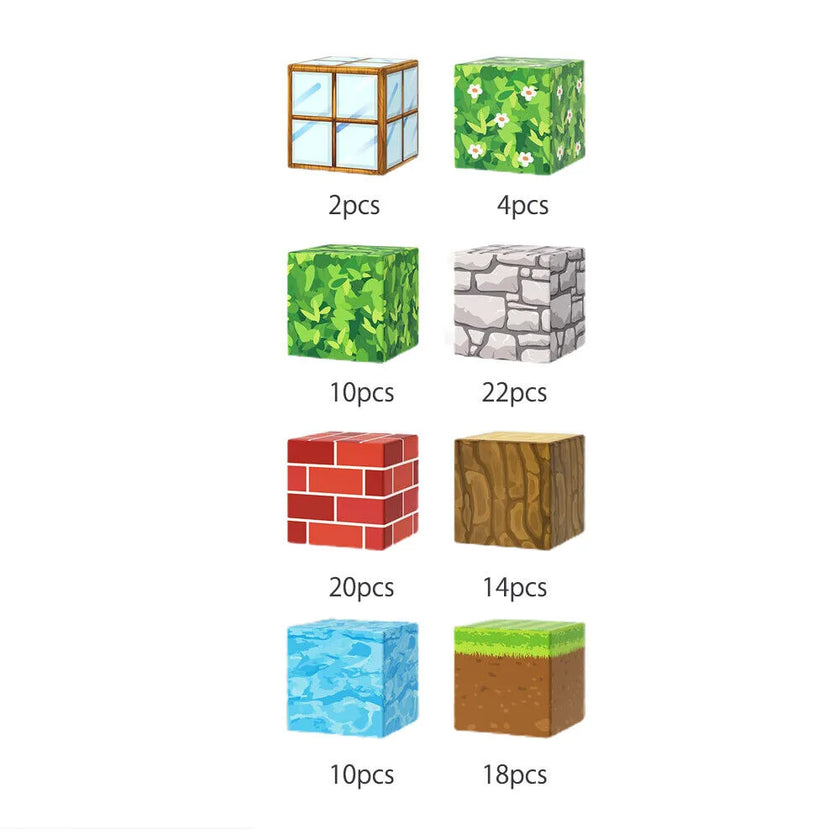 100Pcs/Set Minecraft Magnetic Building Blocks Children Kids Educational Toy Gifts