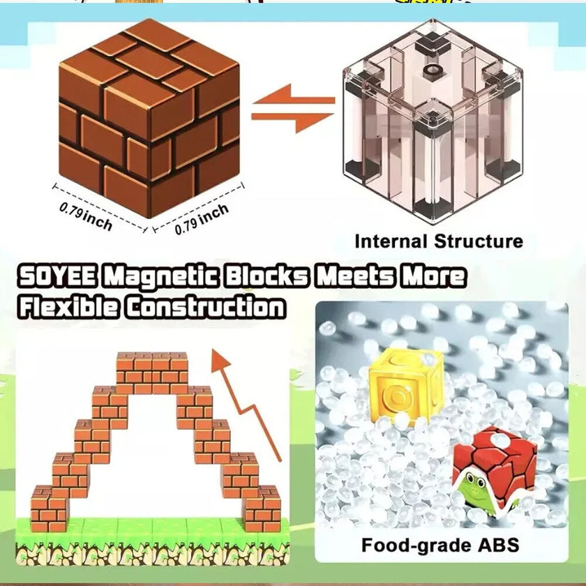100Pcs/Set Minecraft Magnetic Building Blocks Children Kids Educational Toy Gifts