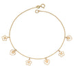 Elements Gold Heart and Flower Charm Bracelet 9 Ct Yellow Gold