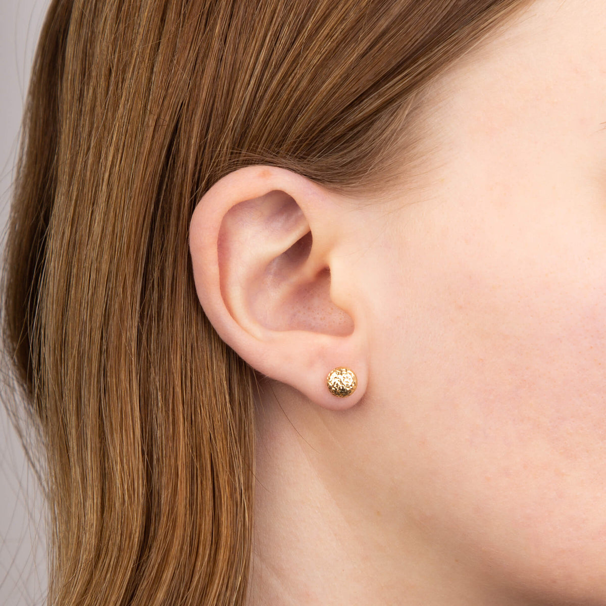 Elements Gold Textured Ball Stud Earrings-3