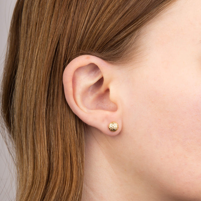Elements Gold Textured Ball Stud Earrings