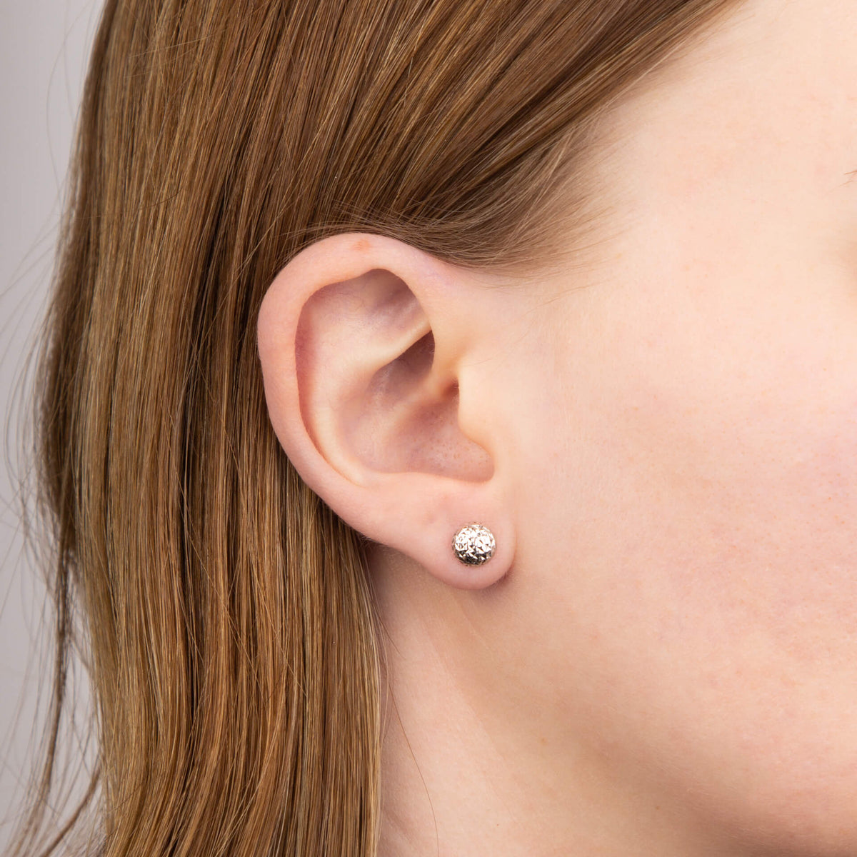 Elements Gold Textured Ball Stud Earrings-1