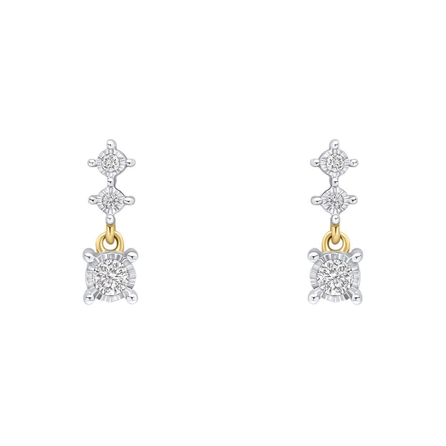 Elements Gold Diamond Trilogy Drop Earrings
