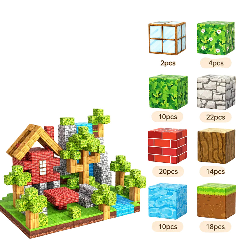 100Pcs/Set Minecraft Magnetic Building Blocks Children Kids Educational Toy Gifts