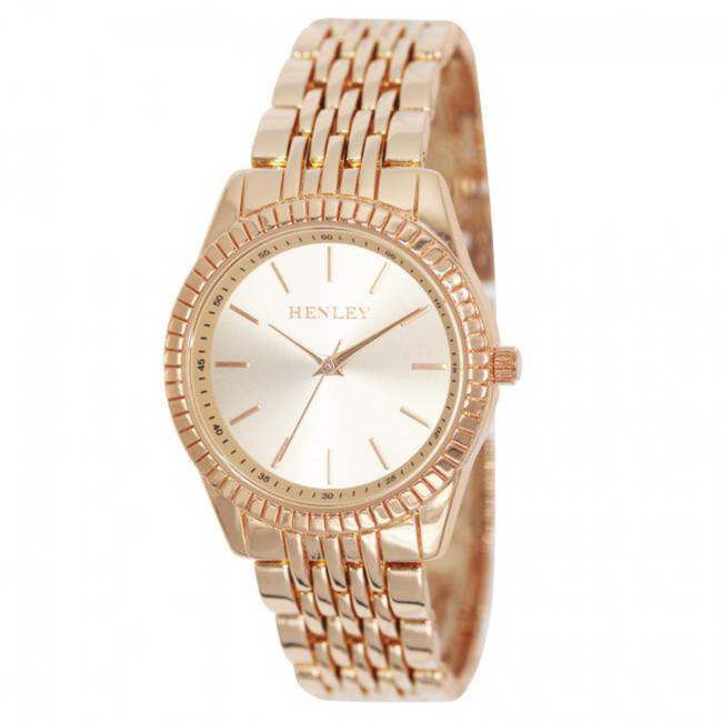 Henley Ladies Dress Bracelet Watch Rose Gold and Presentation Gift Box