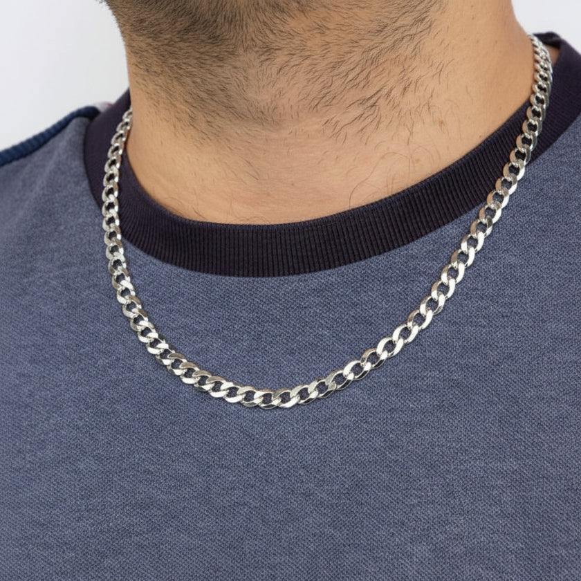 Fred Bennett Heavyweight Diamond Cut Curb Chain Necklace Platinum Pl 56 cm