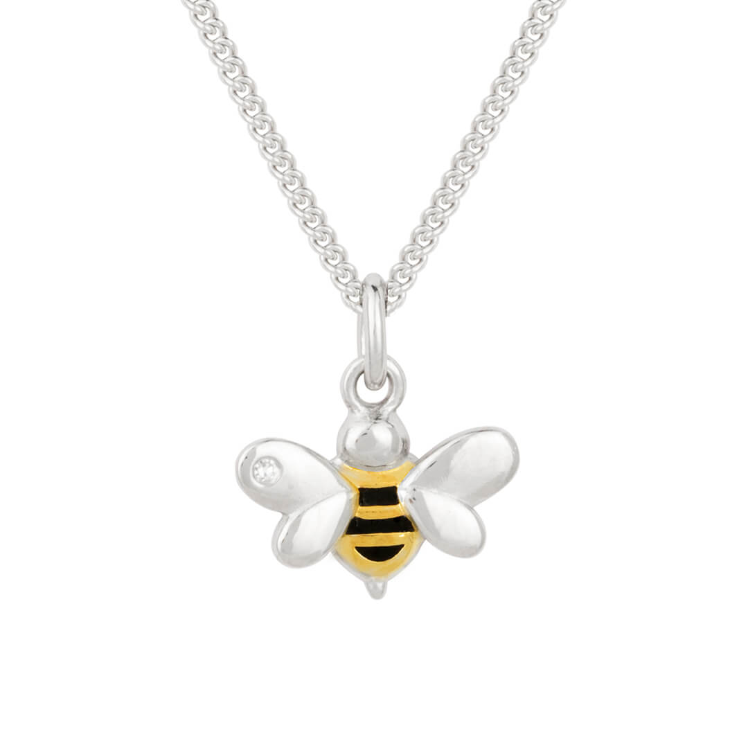 D For Diamond Enamel Bee Necklace with Diamond