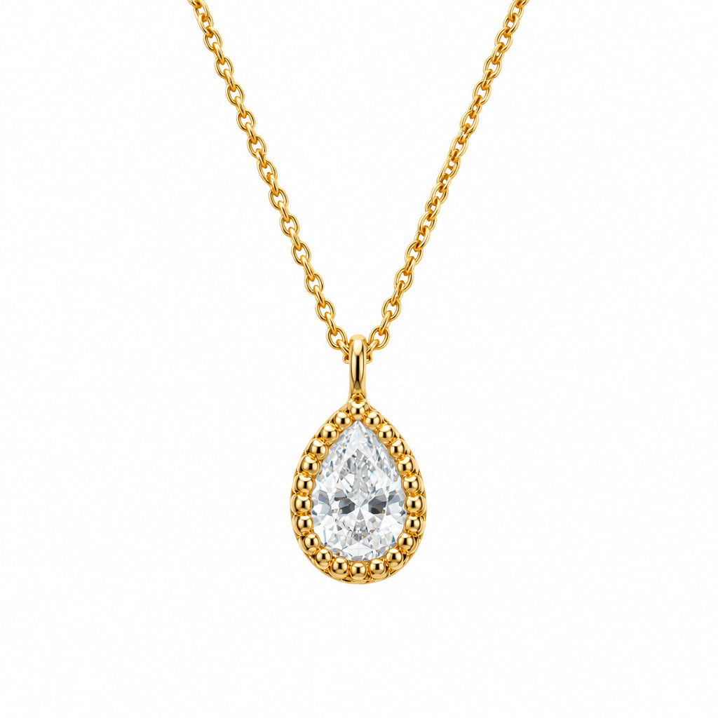 Beginnings Teardrop Necklace with Cubic Zirconia In Sterling Silver