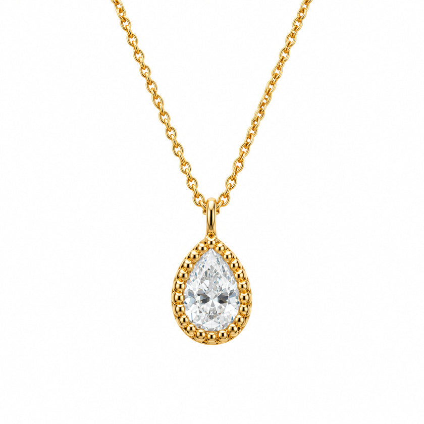 Beginnings Teardrop Necklace with Cubic Zirconia In Sterling Silver
