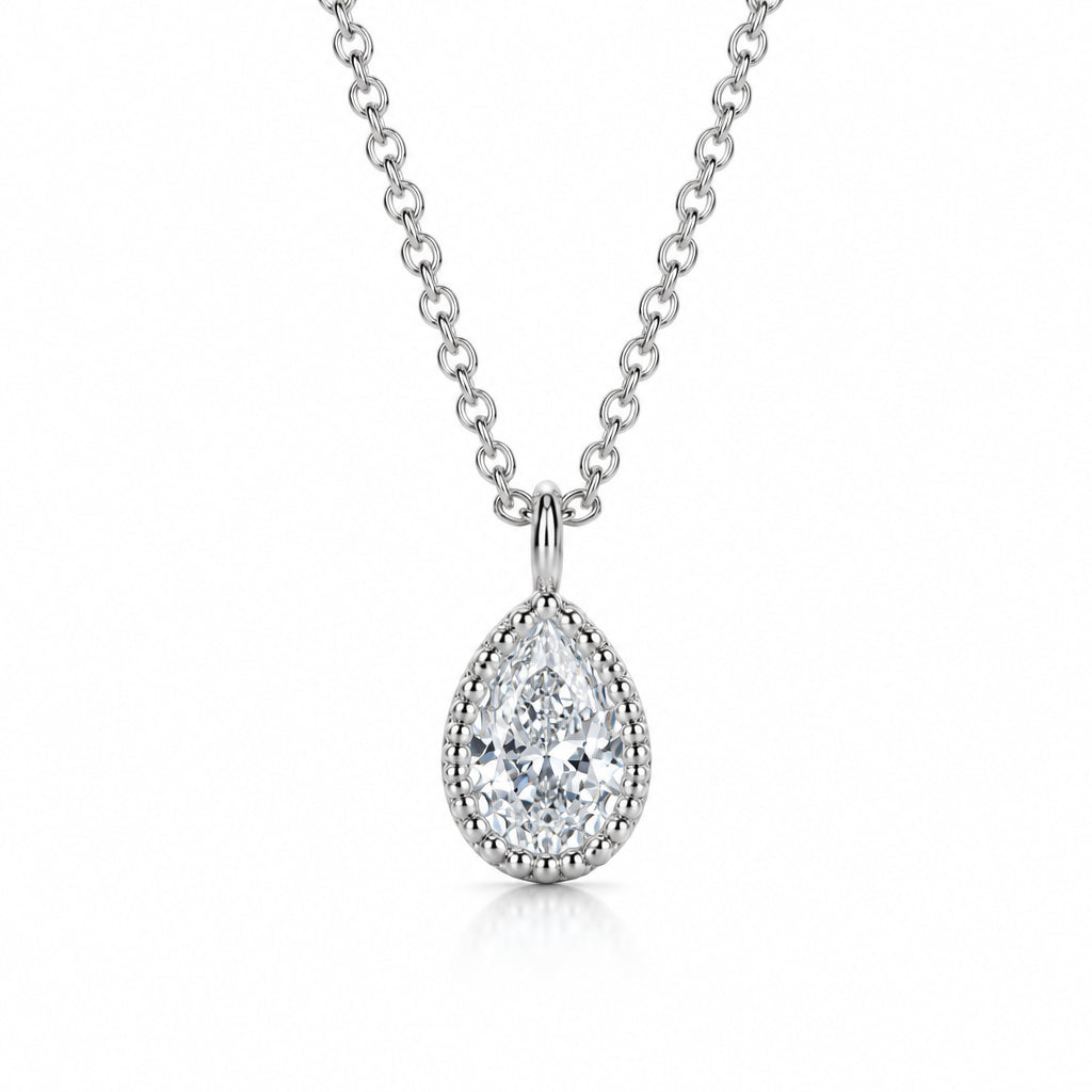 Beginnings Teardrop Necklace with Cubic Zirconia In Sterling Silver